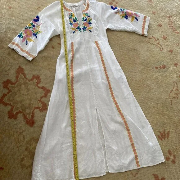 Boden Una Linen Embroidered Maxi Dress, Floral Garland, Ivory, 6P - Picture 8 of 11